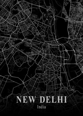 New Delhi City Map Dark