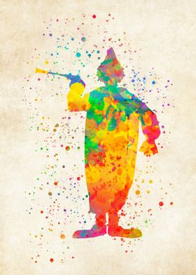 Clown watercolor