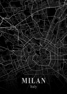 Milan City Map Dark