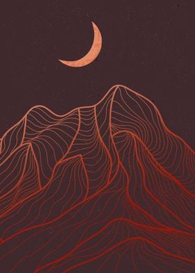 Mountain line art pattern