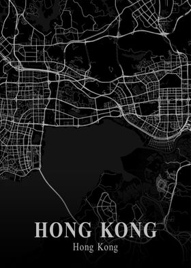 Hong kong City Map Dark