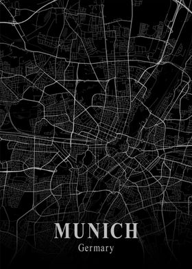 Munich City Map Dark