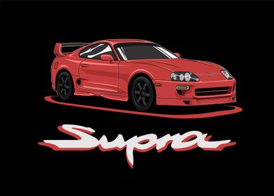 Toyota Supra Red 90s 4