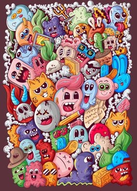 Monsters Cartoon Doodle' Poster by Austin | Displate