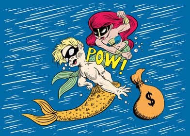 Superhero Mermaid Pop Art