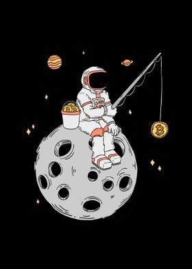 Astronaut Fishing Bitcoin