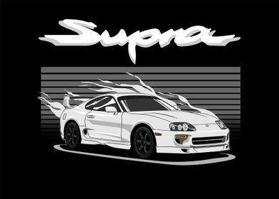 Toyota Supra White 90s 4