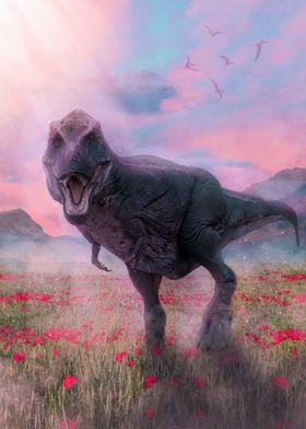 T Rex In A Poppy Field