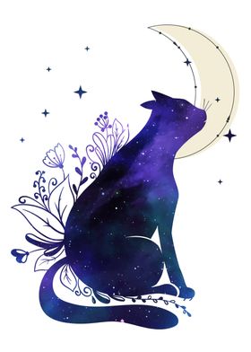 Space Cat and Moon