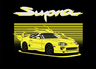 Toyota Supra Yellow 90s 4