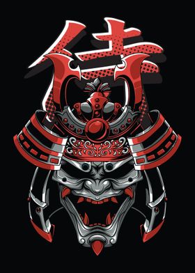 Japanese red demon samurai