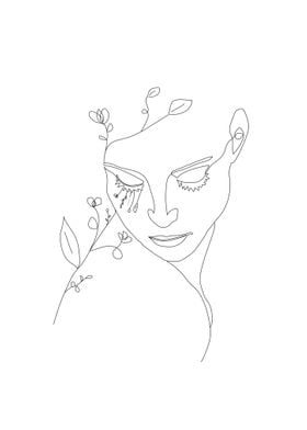 Woman face with flower