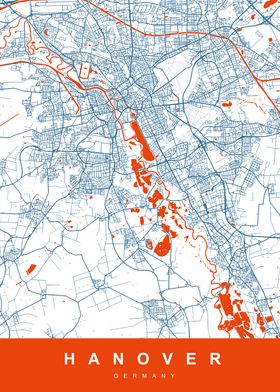 HANOVER Map GERMANY 