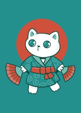 Kawaii Kimono Yukata Cat