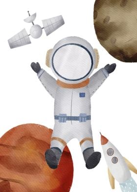 Cute Astronaut With Rocket