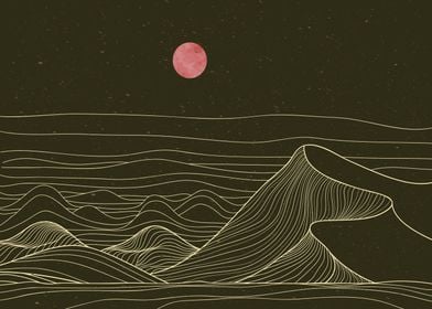 Mountain desert line art 