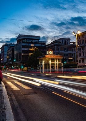 city traffic blue hour sky