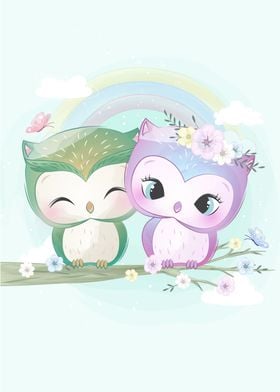 Cute Couple Owl 