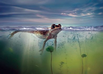 Floating Frog Loving Life