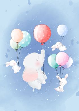 Elephant And Rabbit flying