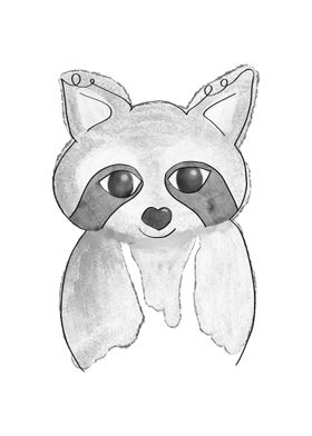 Watercolor Baby Raccoon