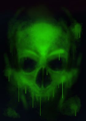 Green Spray Skull