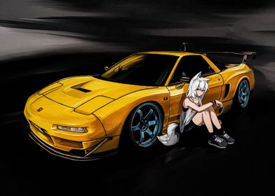 Car and anime girl