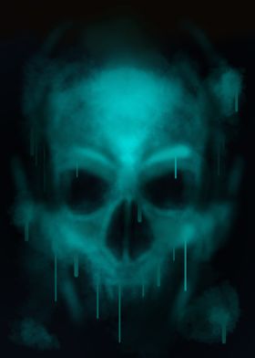 Blue Spray Skull