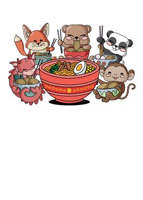 Panda Monkey Axolotl Ramen