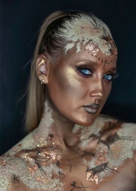 Cave painting makeup girl