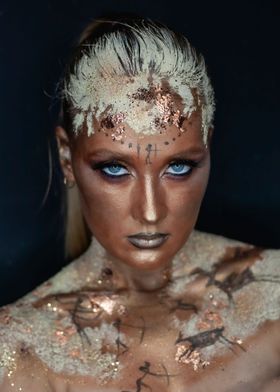 Cave painting makeup girl