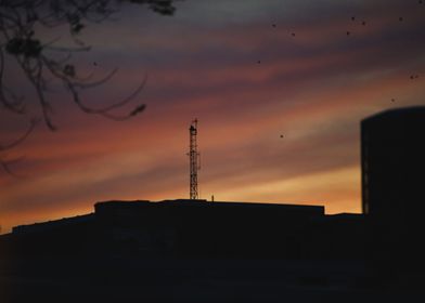 Radio Tower at Sunset