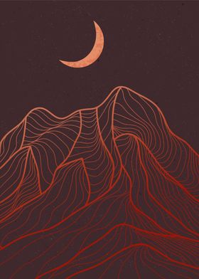 Mountain and moon
