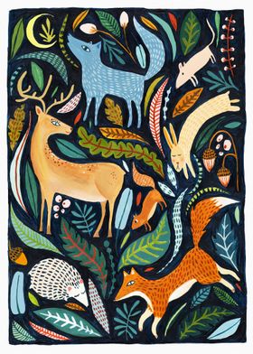 Woodland Animals Print