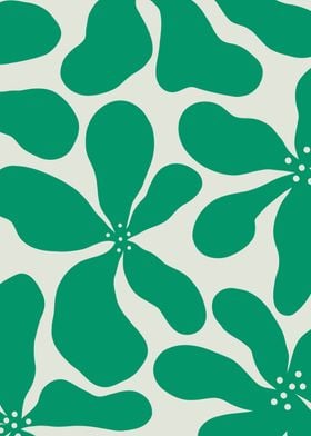 Mid Century Green Florals