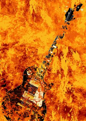 Burning Black Rock Guitar