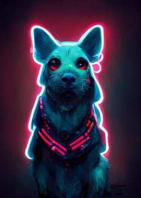 Cyber Neon Dog