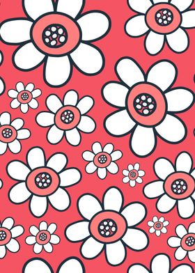 Red Daisy Garden Doodle