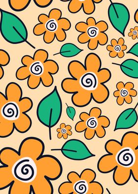 Citrus Doodle Daisy Floral