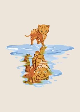 Cat Reflect Tiger