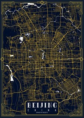 Beijing City Map Gold