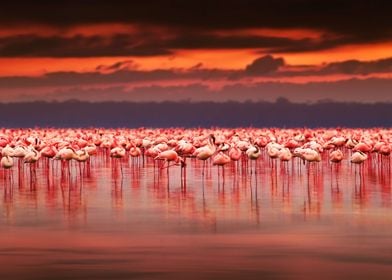 Flamingo Animal Sunset