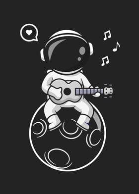 Cute astronaut guitarist