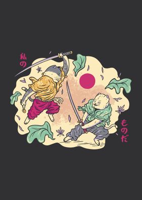 Cat samurai swordsman