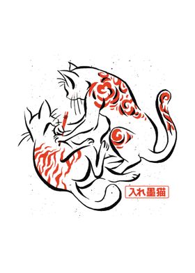 Japanese yakuza cat tattoo