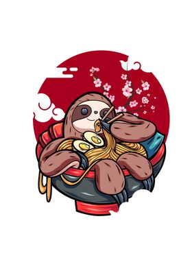 Funny Sloth bathing Ramen