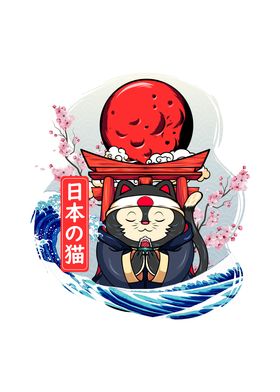 CAT JAPANESE praying sea