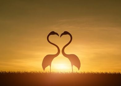 Flamingo Animal Sunset