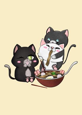 cats eating ramen