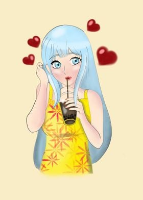 girl drink bubble tea